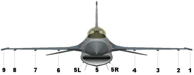 Les emports du F-16 pour l'AGM-84A