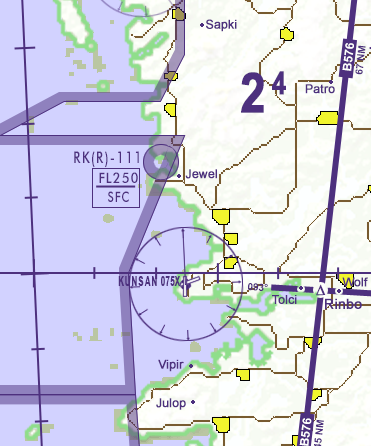 Carte régionale IFR de la base aérienne de Kunsan en Coré du sud.