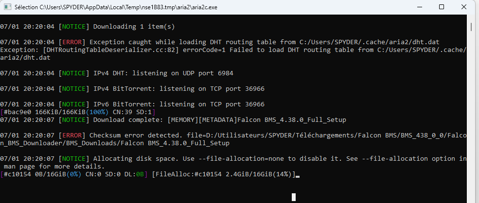 étape 3.03.04 - Extraction de modules de Falcon BMS 4.38.1. Installation BMS 4.38.1