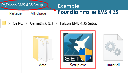 Programme Setup pour désinstaller un simulateur Falcon BMS 4.33 à 4.35