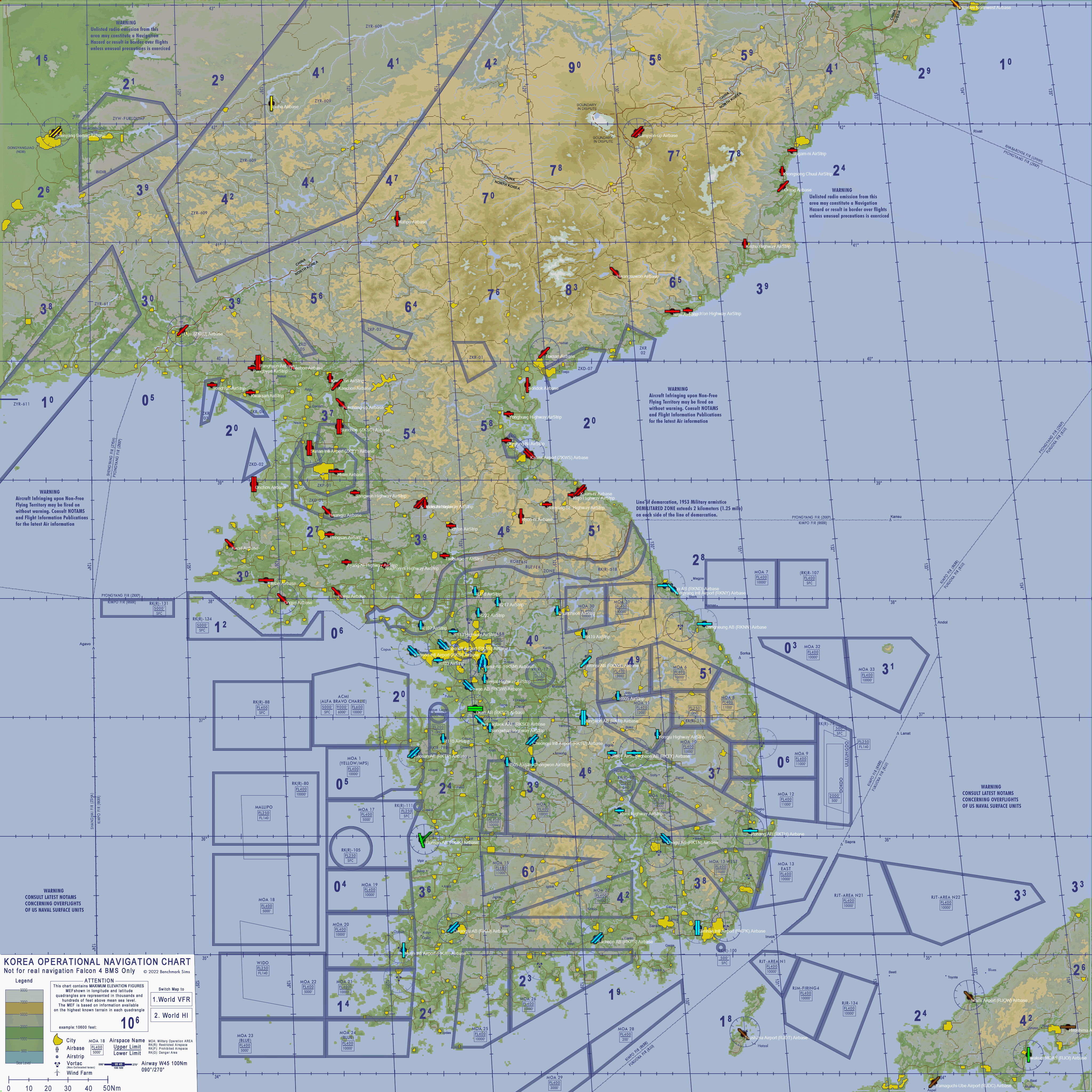BMS Korea Theater Airbases Map