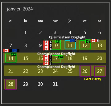 Calendrier des activités de Janvier 2024