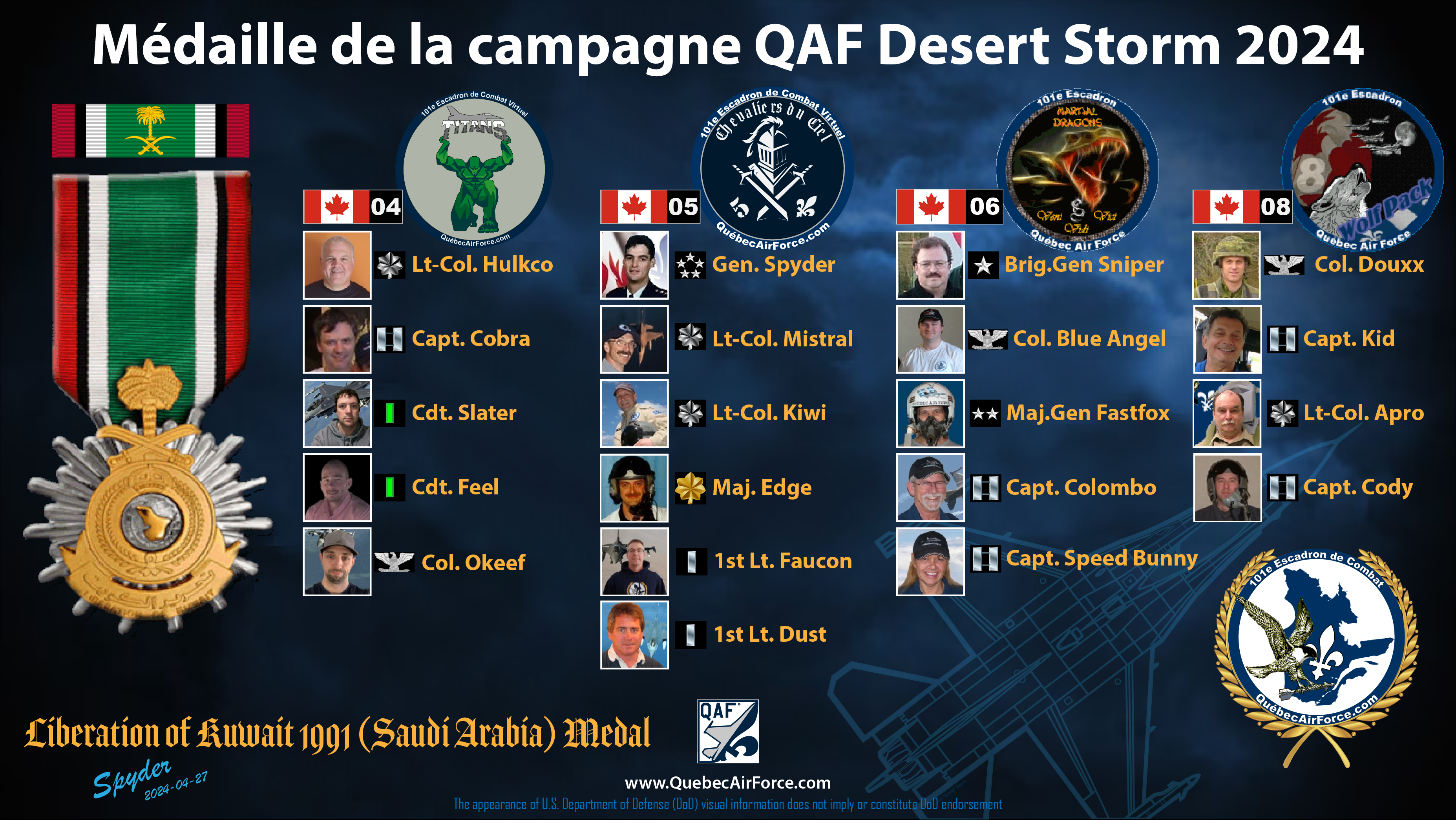 OP DESERT STORM - LIBERATION OF KUWAIT (SAUDI ARABIA) QAF MEDAL