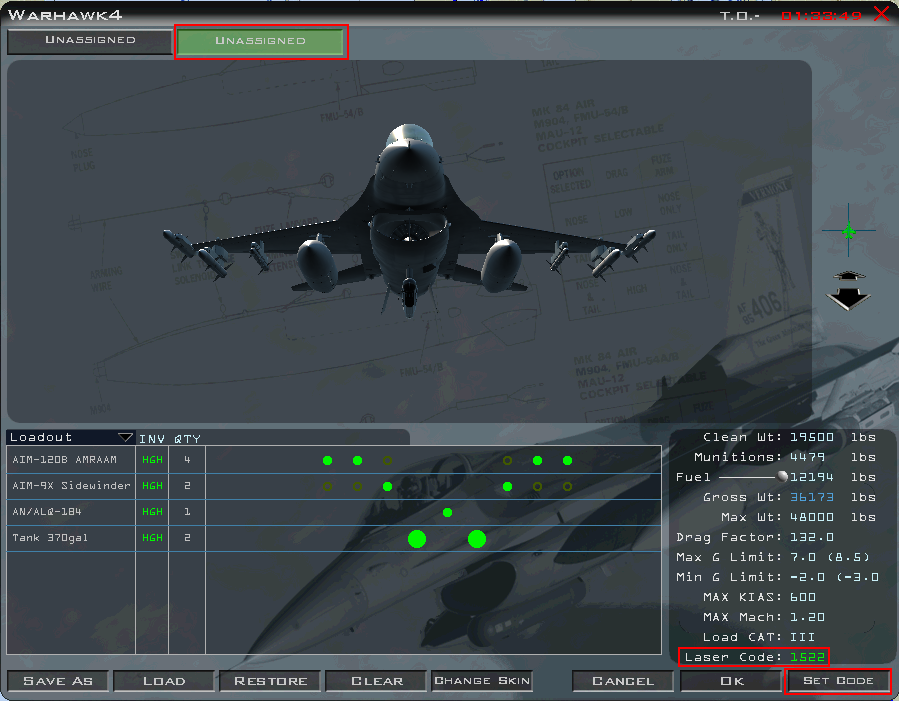 Saisie du code LASER de l'avion avec idm #1522 - Flight wing du second flight